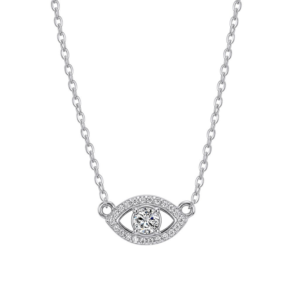 Kemstone Eye Shaped Moissanite Necklace for Women 925 Sterling Silver Pendant SMON24