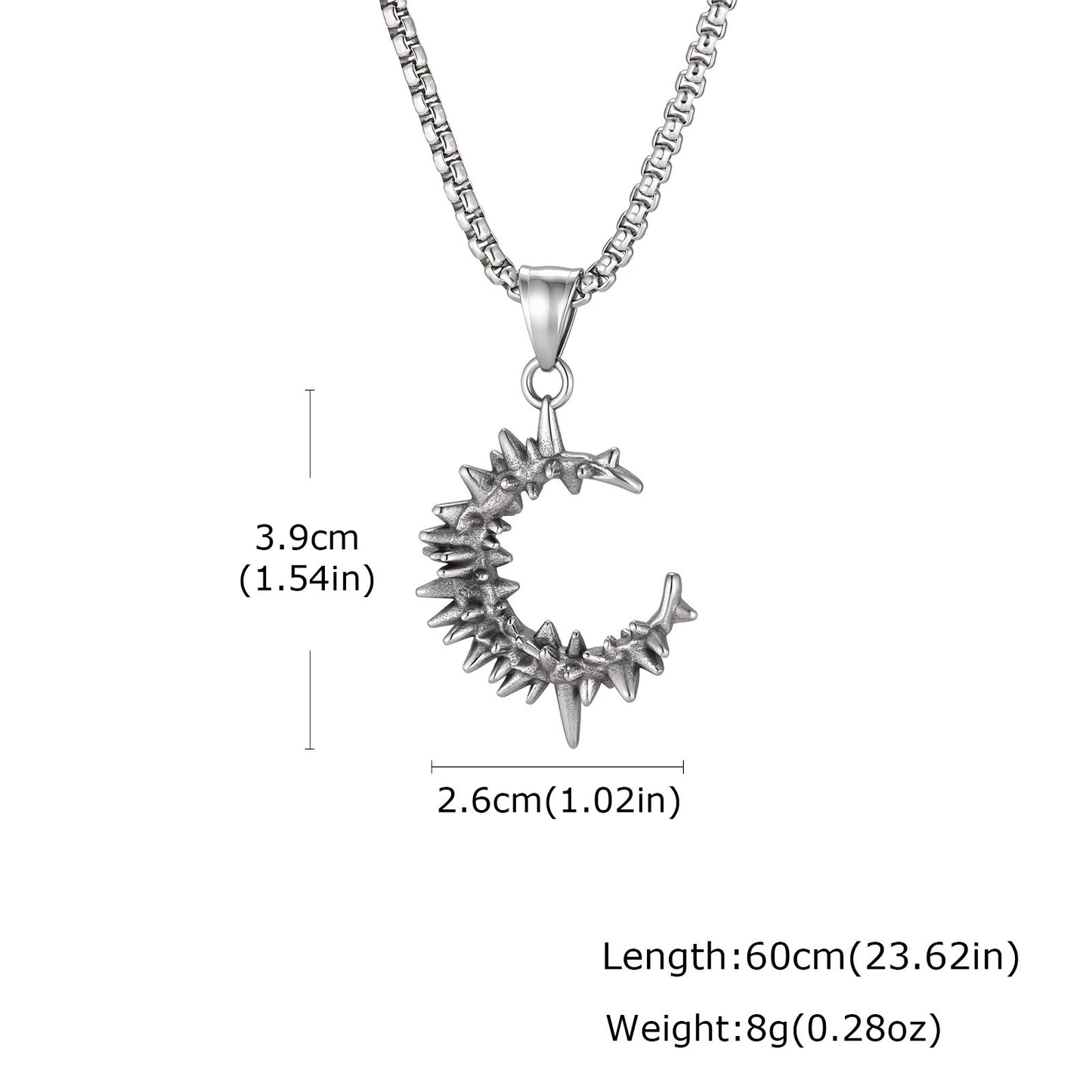 Kemstone Stainless Steel Thorn C Pendant Necklace for Men Streetwear PN-2418