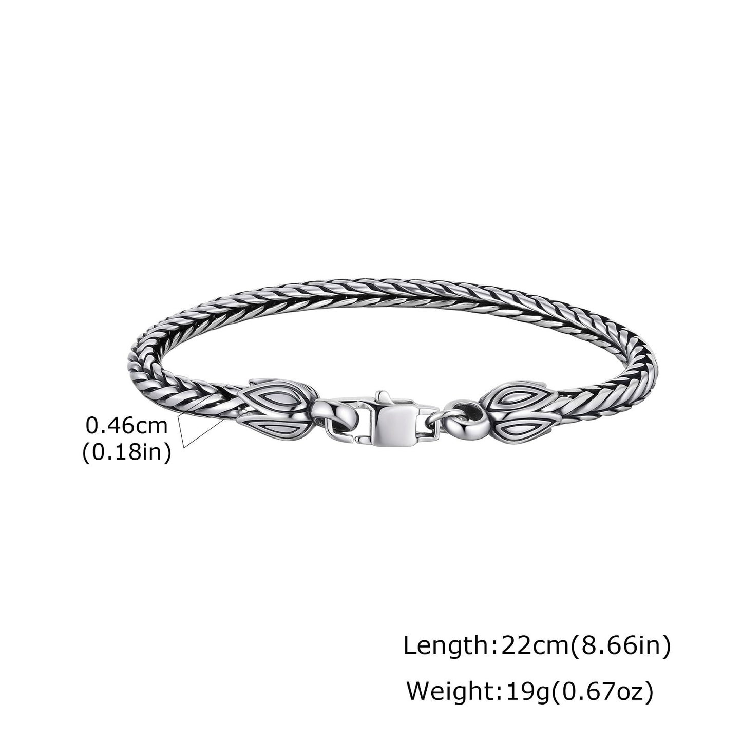 Kemstone Men’s Stainless Steel Dragon Bone Chain Bracelet – Silver Hip Hop Style BR-2710