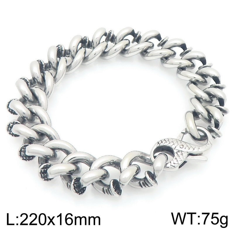 Kemstone Twist Chain Bracelet for Men Titanium Steel Heavy Link Gold Silver KB204393-KJX