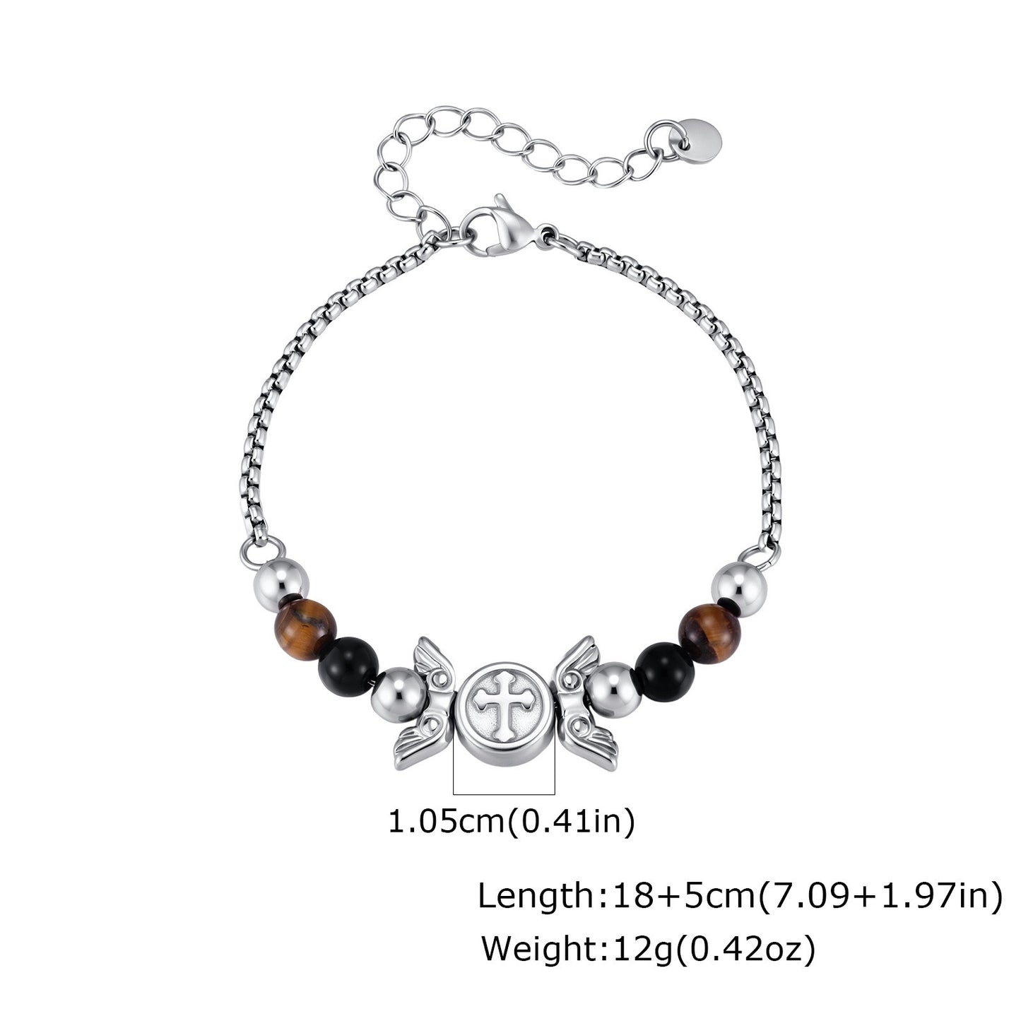 Kemstone Winged Emblem Tiger Eye Bracelet for Men Stainless Steel BR-3042