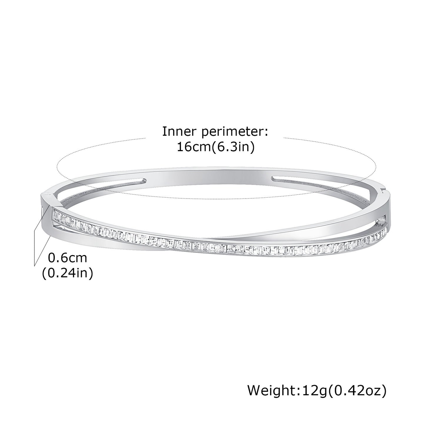 Brazalete con bisagras de circonitas lisas para mujer: joyería elegante y versátil B-547