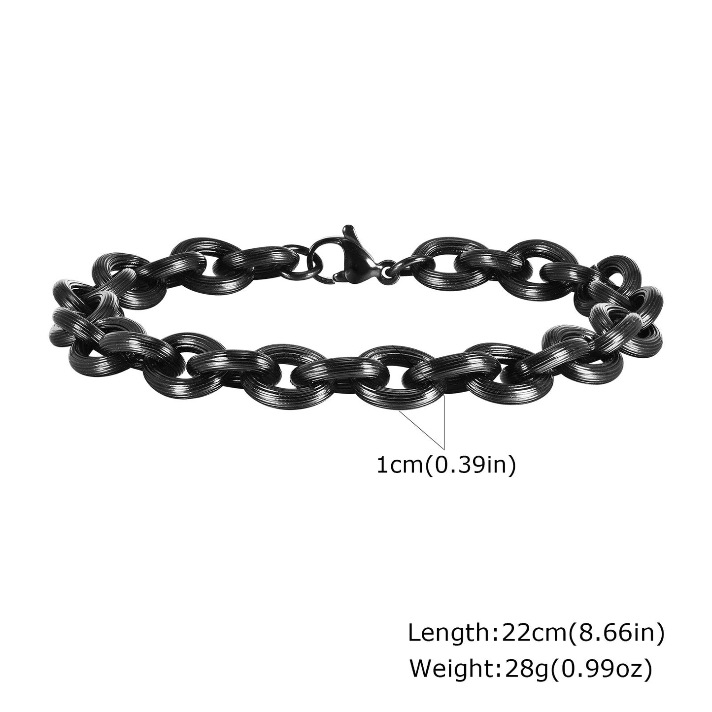 Kemstone Stainless Steel Cross Chain Bracelet for Men – Brushed Black Style BR2288