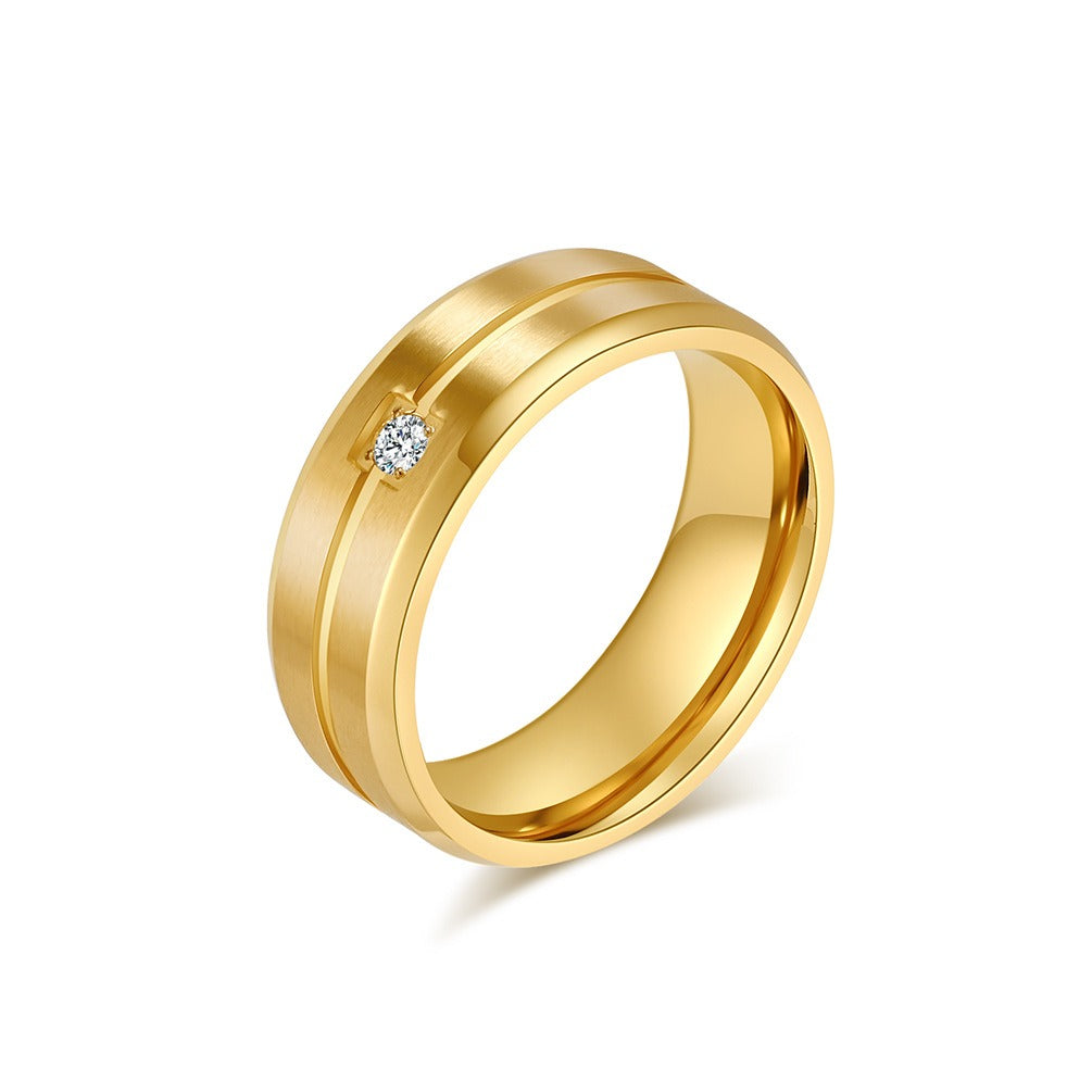 Kemstone Stainless Steel Cubic Zirconia Inlay Ring for Men – 8mm K-R910