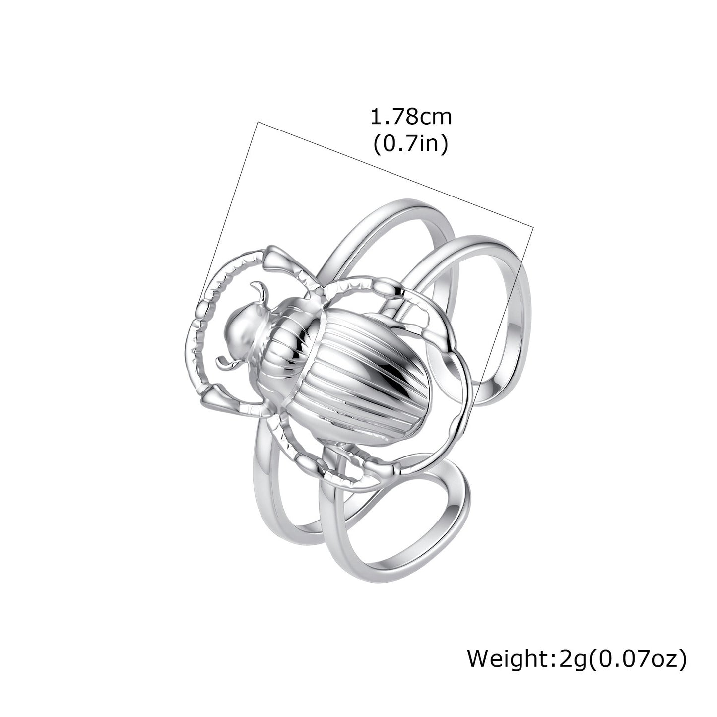 Kemston Scarab Beetle Gothic Stainless Steel Open Ring for Men RC-1016