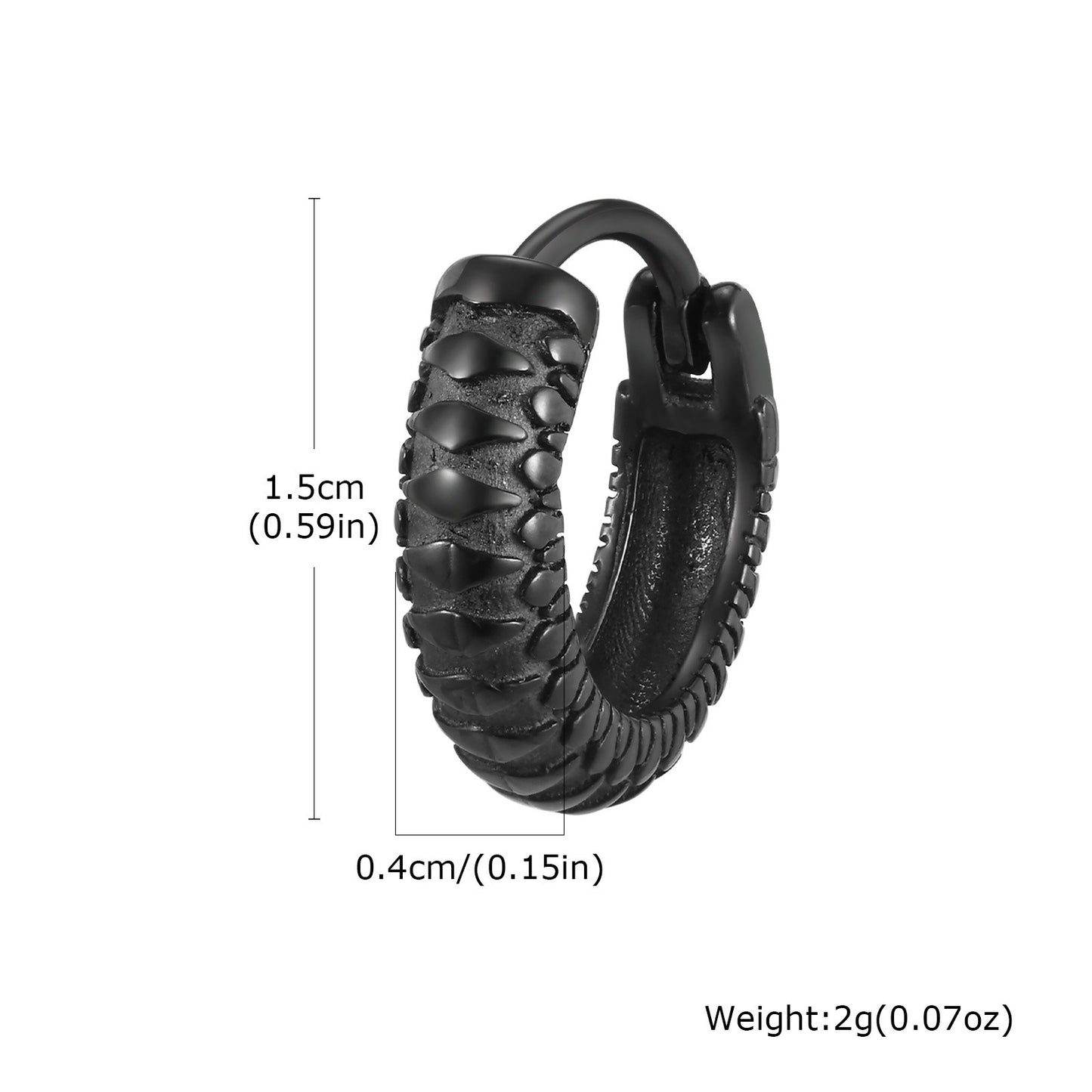 Kemstone Stainless Steel Snake Pattern Hoop Earring for Men – EH688