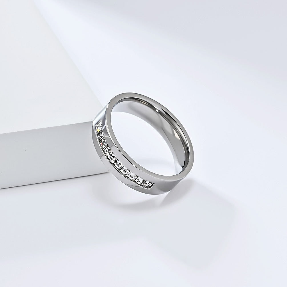 Titanium Steel Square Diamond Ring – Minimalist Power Jewelry for Women on the Move K-R949