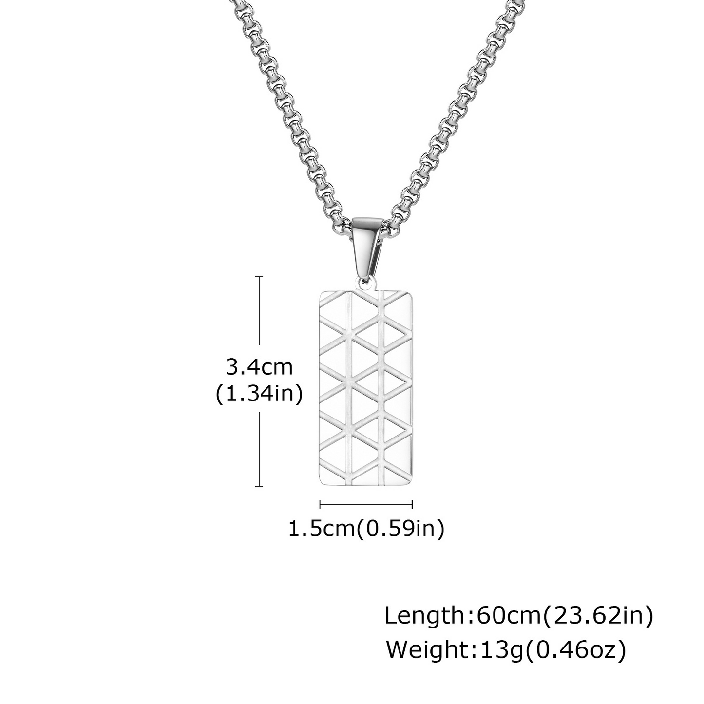 Kemstone Stainless Steel Rectangular Pendant Necklace for Men PN-2077