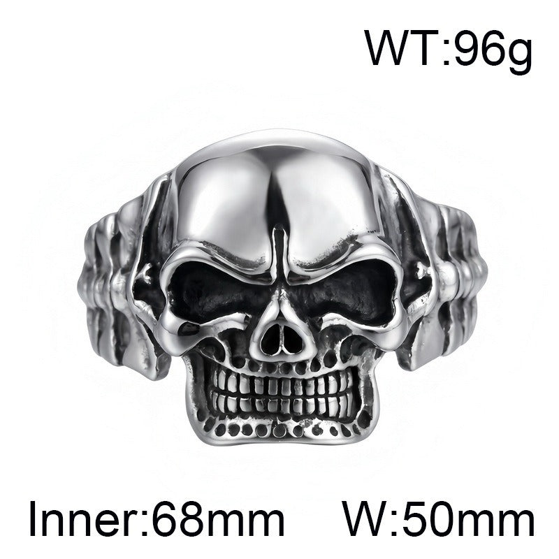 Kemston Titanium Steel 3D Skull Cuff Bracelet for Men Gothic Biker KB36415-D