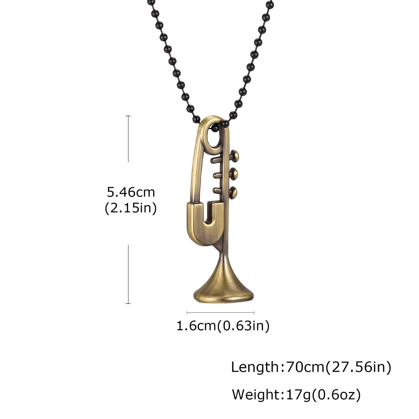 Kemstone Trumpet Pendant Necklace for Men Hip Hop Streetwear Copper NC-3029