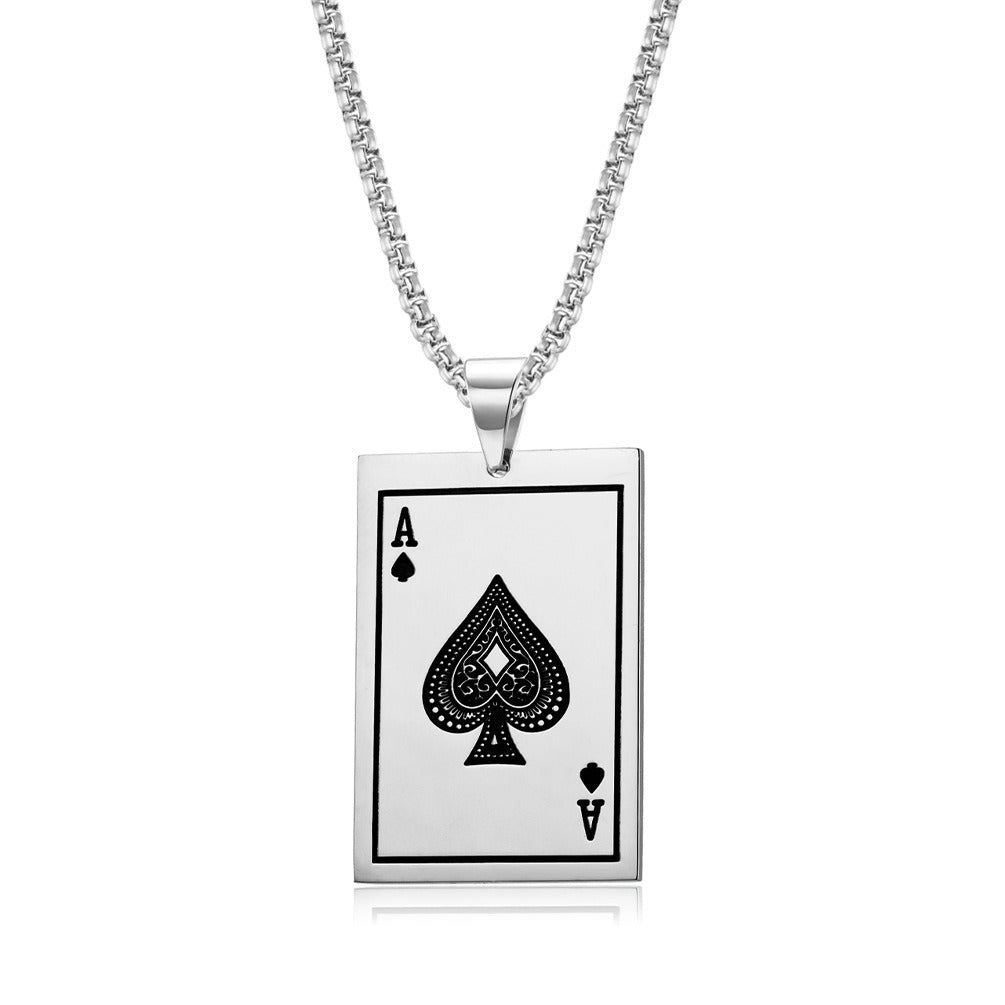 Kemstone Stainless Steel Playing Card Pendant Necklace for Men K-PT282