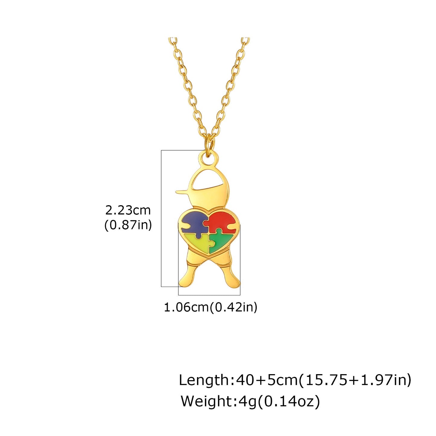 Kemstone Stainless Steel Puzzle Heart Pendant Necklace Colorful Enamel for Men Women NC-2257