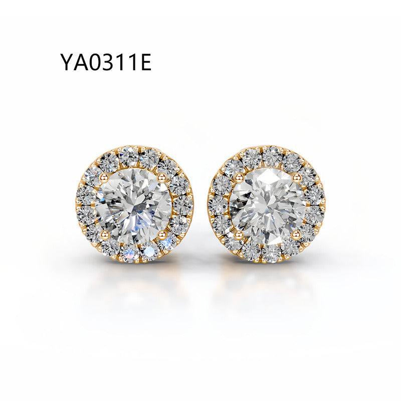 Kemstone Halo Moissanite Stud Earrings – 1 Carat D-E Color, 18K Gold Plated S925 Silver | Round, Pear, Oval, Princess, Heart & Radiant Cuts