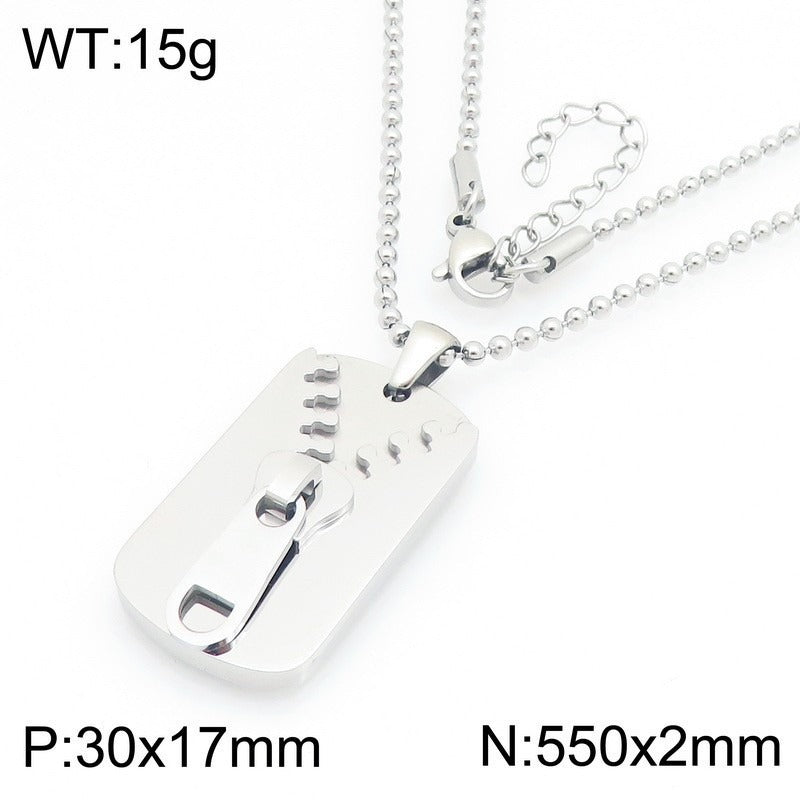 Kemstone Titanium Steel Zipper Tag Pendant Necklace for Men Women KN301415-KFC