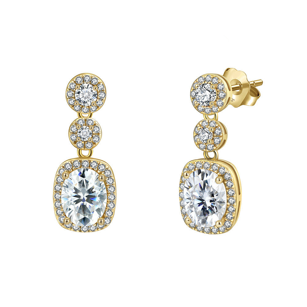 925 Sterling Silver Cubic Zirconia Drop Earrings for Women | Gold & Platinum Plated Sparkling Dangle Jewelry by Kemstone A4-LZE59