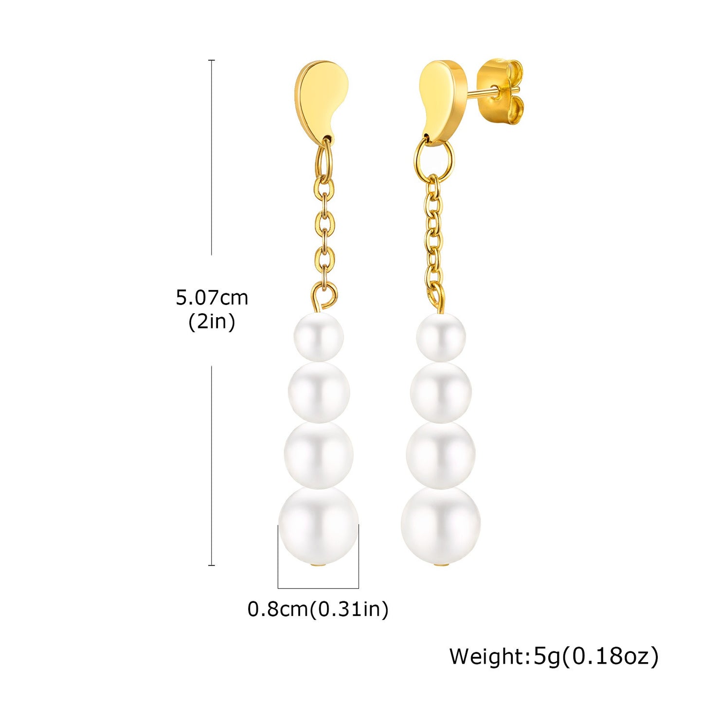 Comma-Shaped Imitation Pearl Drop Earrings – Gold-Tone Stainless Steel Minimalist Jewelry with Poetic Flow ED-795