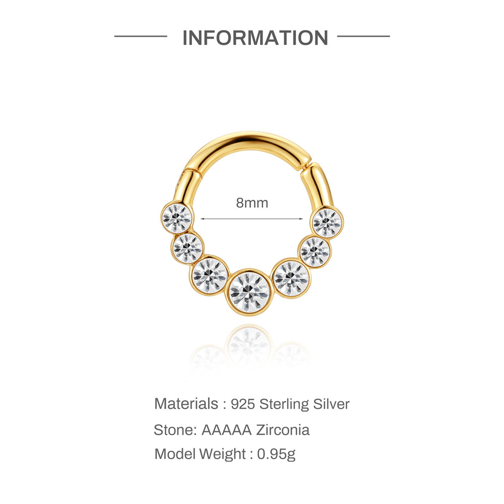 Kemstone S925 Sterling Silver Graduated Cubic Zirconia Cartilage Hoop for Women 60267762009C