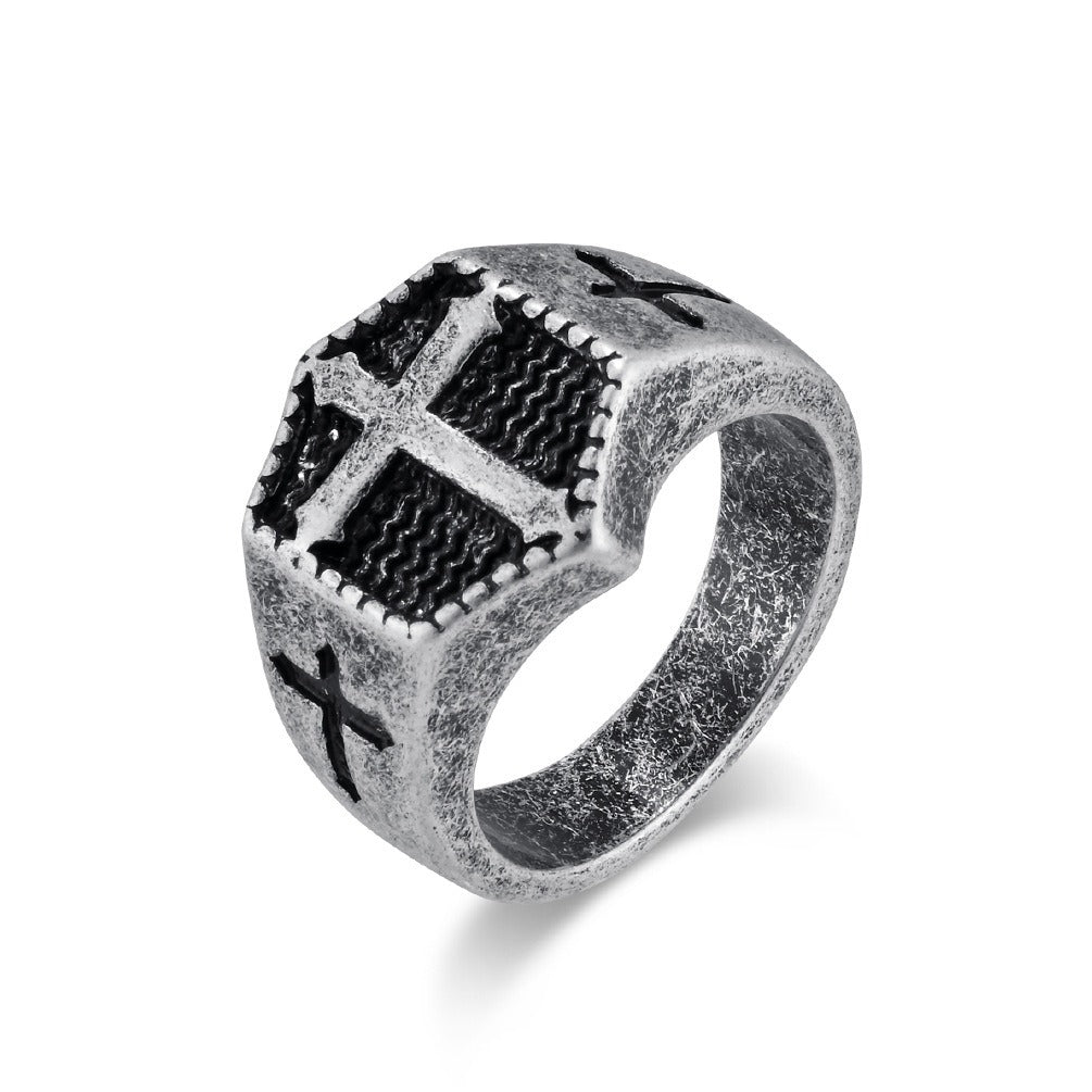 Kemstone Men’s Stainless Steel Cross Ring – Gothic Biker Band K-R895