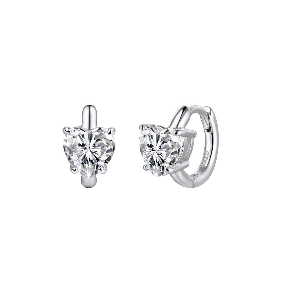 Kemstone Heart Cubic Zirconia Earrings for Women 925 Sterling Silver Huggie Style LZE66