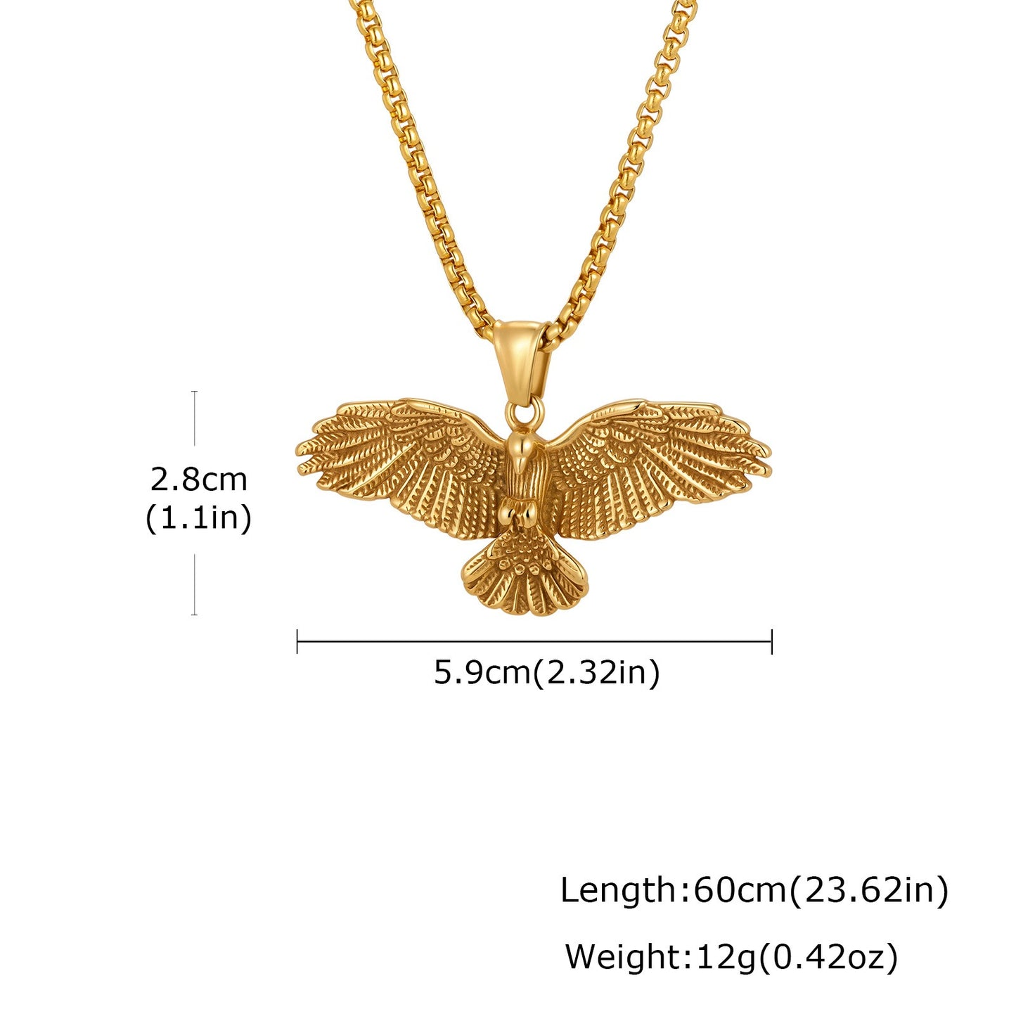 Kemstone Stainless Steel Eagle Pendant Necklace for Men Streetwear PN-2402