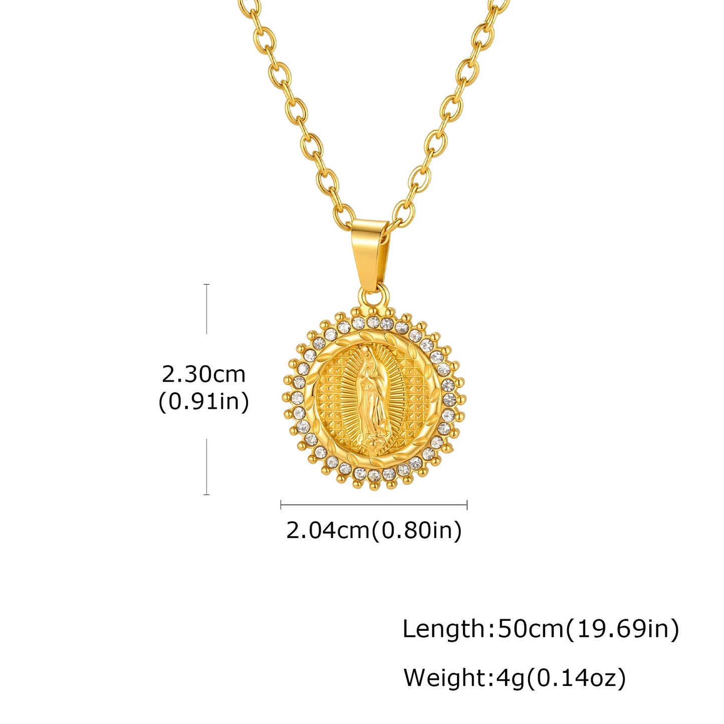 Kemston Vintage Round Medallion Coin Pendant Necklace for Men & Women Stainless Steel PN-2428