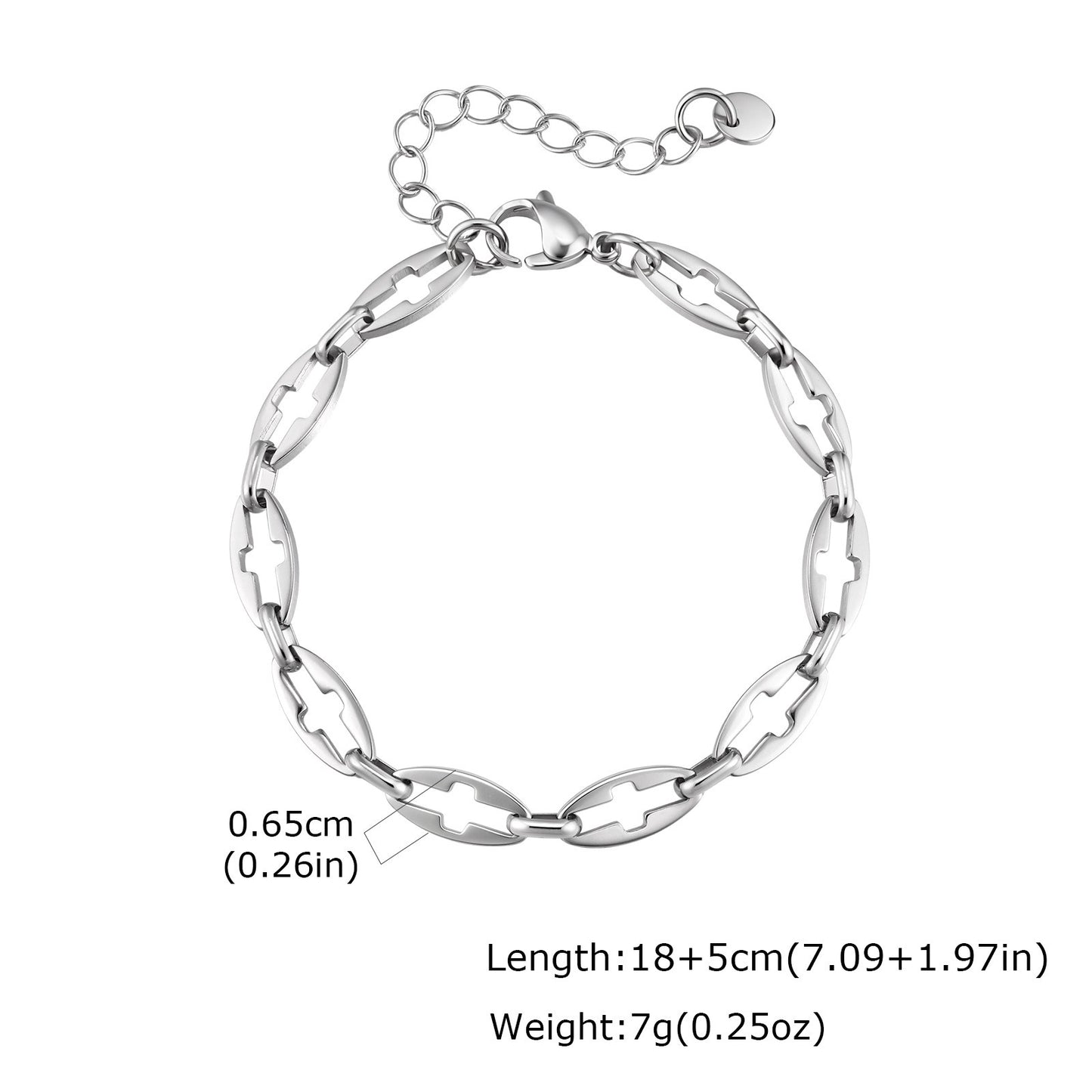 Kemstone Stainless Steel Cross Link Chain Bracelet for Men BR-3028