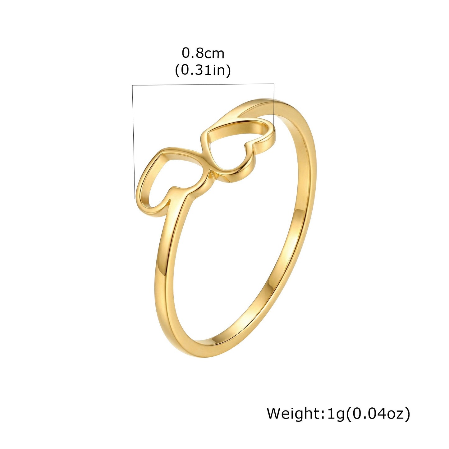 Kemstone Stainless Steel Heart-Shaped Couples Ring RC-1100