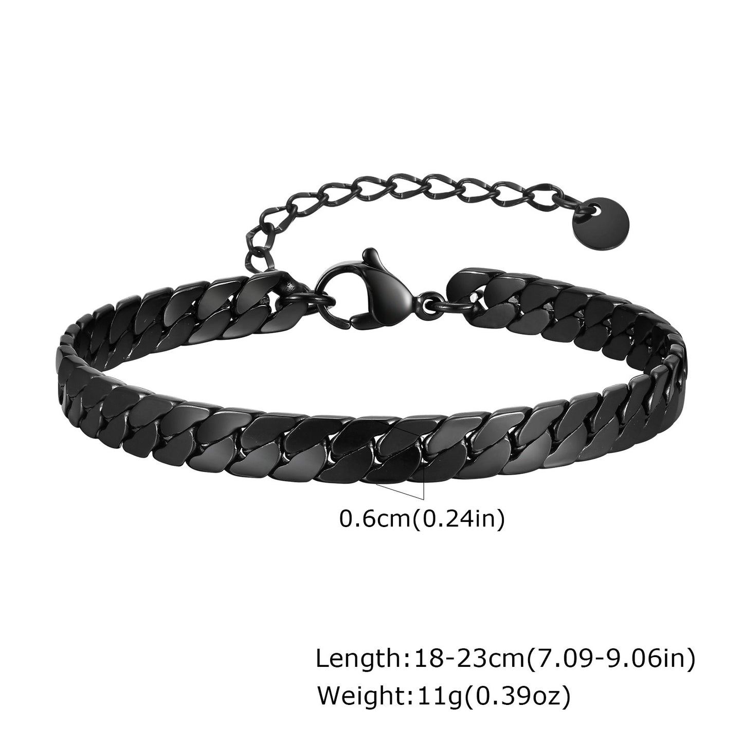 Kemstone Stainless Steel Flat NK Chain Bracelet – Men’s Jewelry Silver Gold Black BR-1938