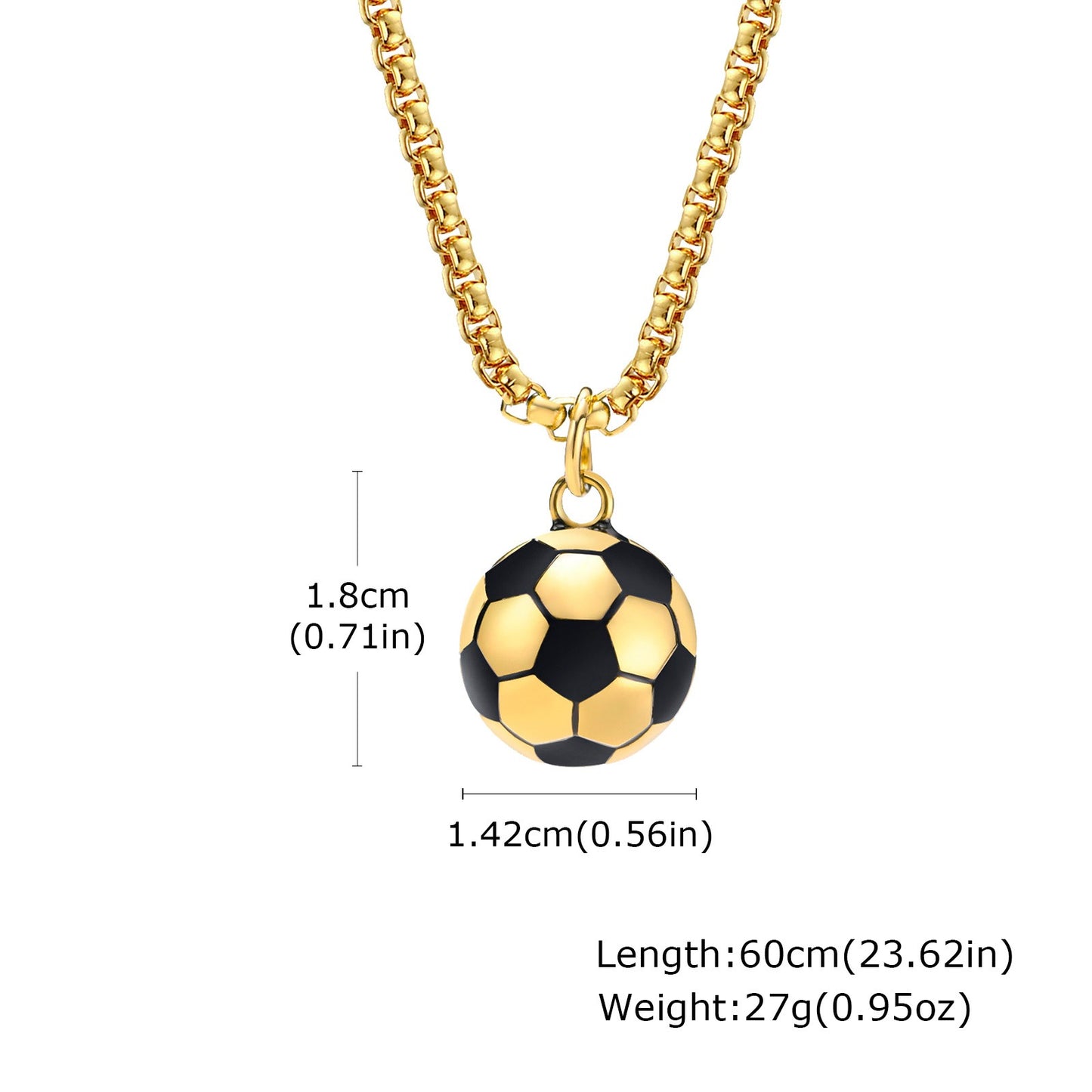 Kemstone Stainless Steel Soccer Ball Pendant Necklace for Men PN-1020G