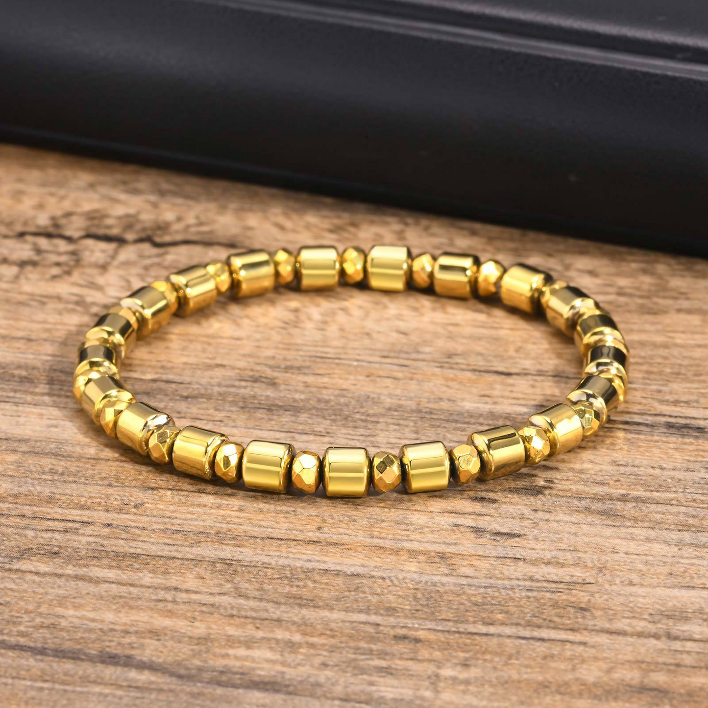 Kemstone Gold-Plated Hematite Beaded Bracelet for Men BR-1786