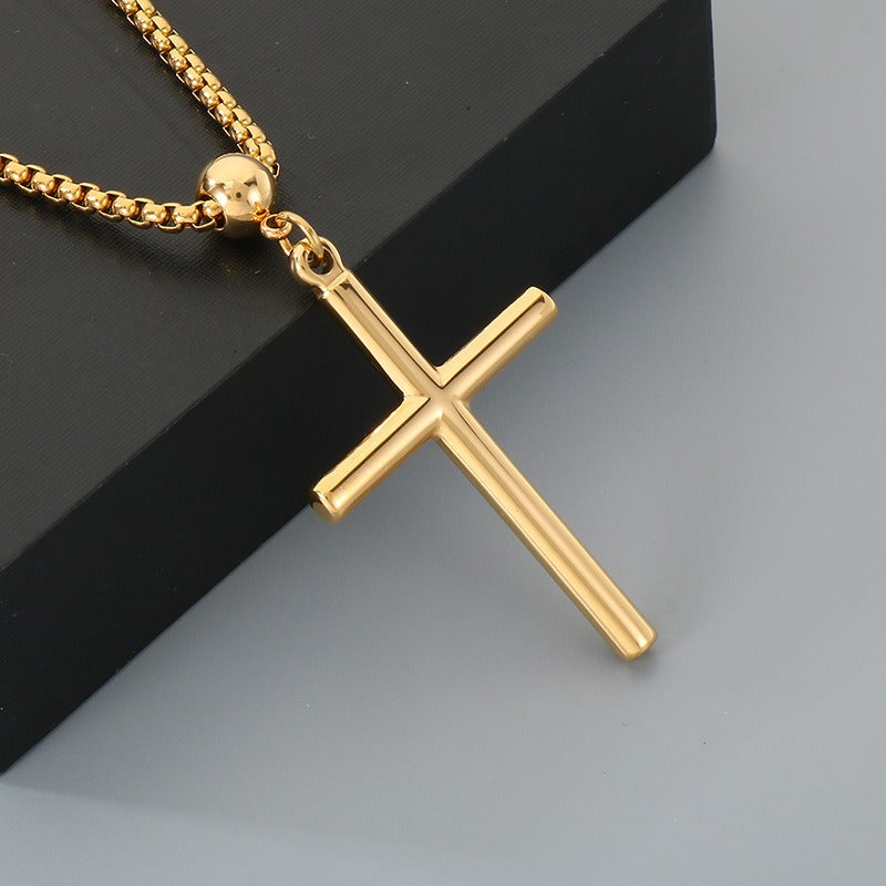 Kemstone Titanium Steel Cross Pendant Necklace for Men – Polished Design K-PT411