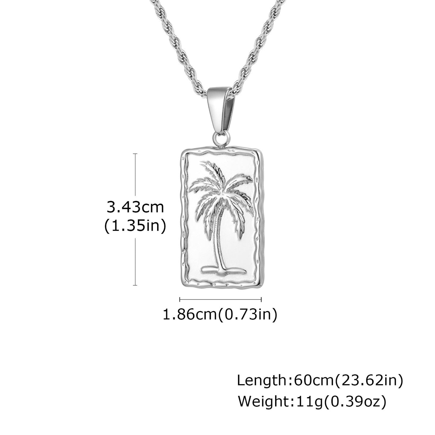 Kemstone Stainless Steel Palm Tree Pendant Necklace – Vacation Style for Men PN-2149