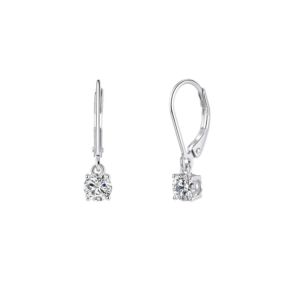 Kemstone Round Cubic Zirconia Leverback Earrings for Women 925 Sterling Silver LZE62
