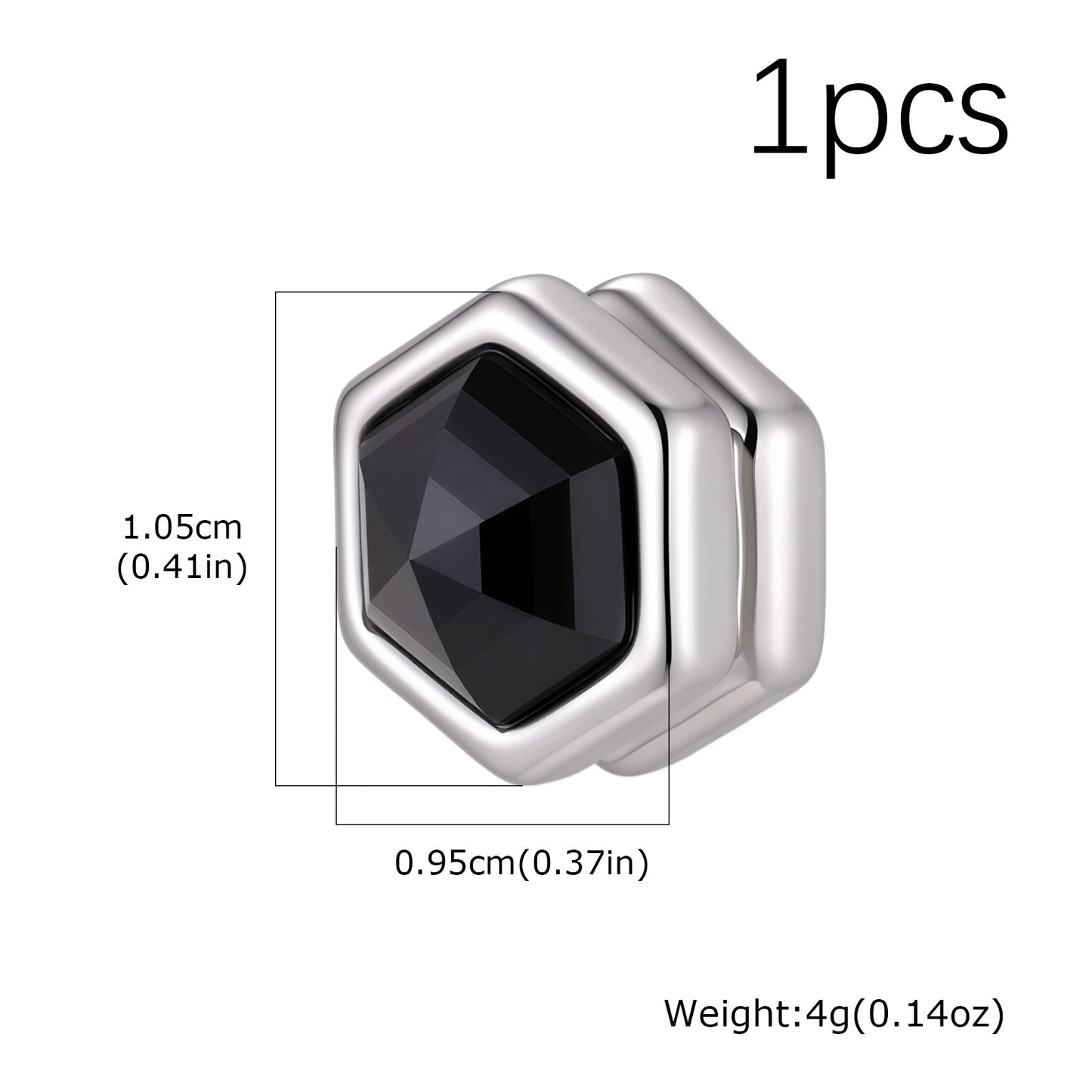 Kemston Hexagon Magnetic Earrings for Men Stainless Steel Black Cubic Zirconia Clip On Earrings EC-004