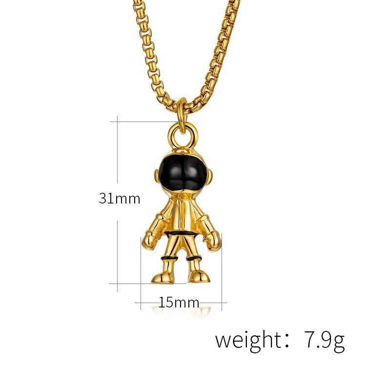 Kemston Stainless Steel Astronaut Space Character Pendant Necklace for Men Women Hip Hop K-PT196