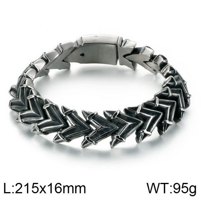 Bracciale punk in acciaio al titanio Kemstone con teschio per uomo KB118447