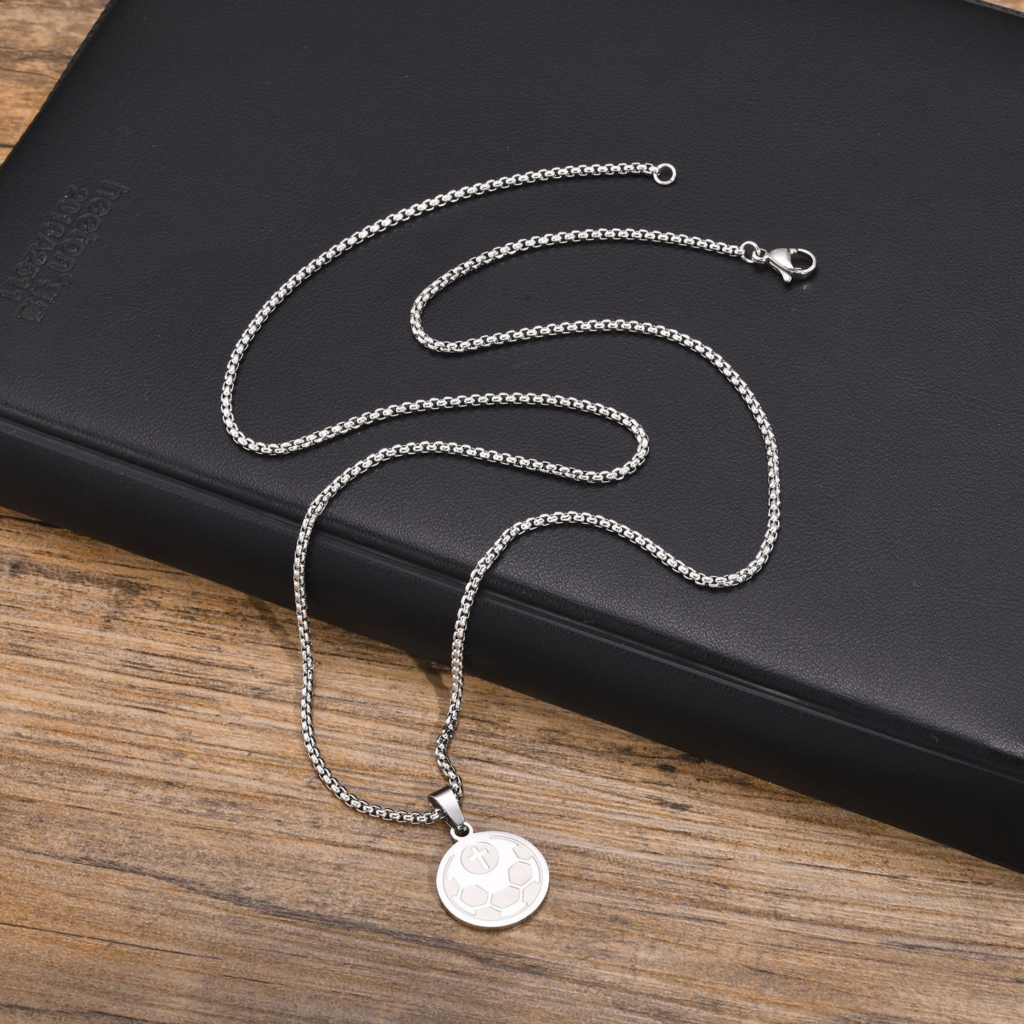 Kemstone Stainless Steel Soccer Ball Pendant Necklace for Men PN-1932