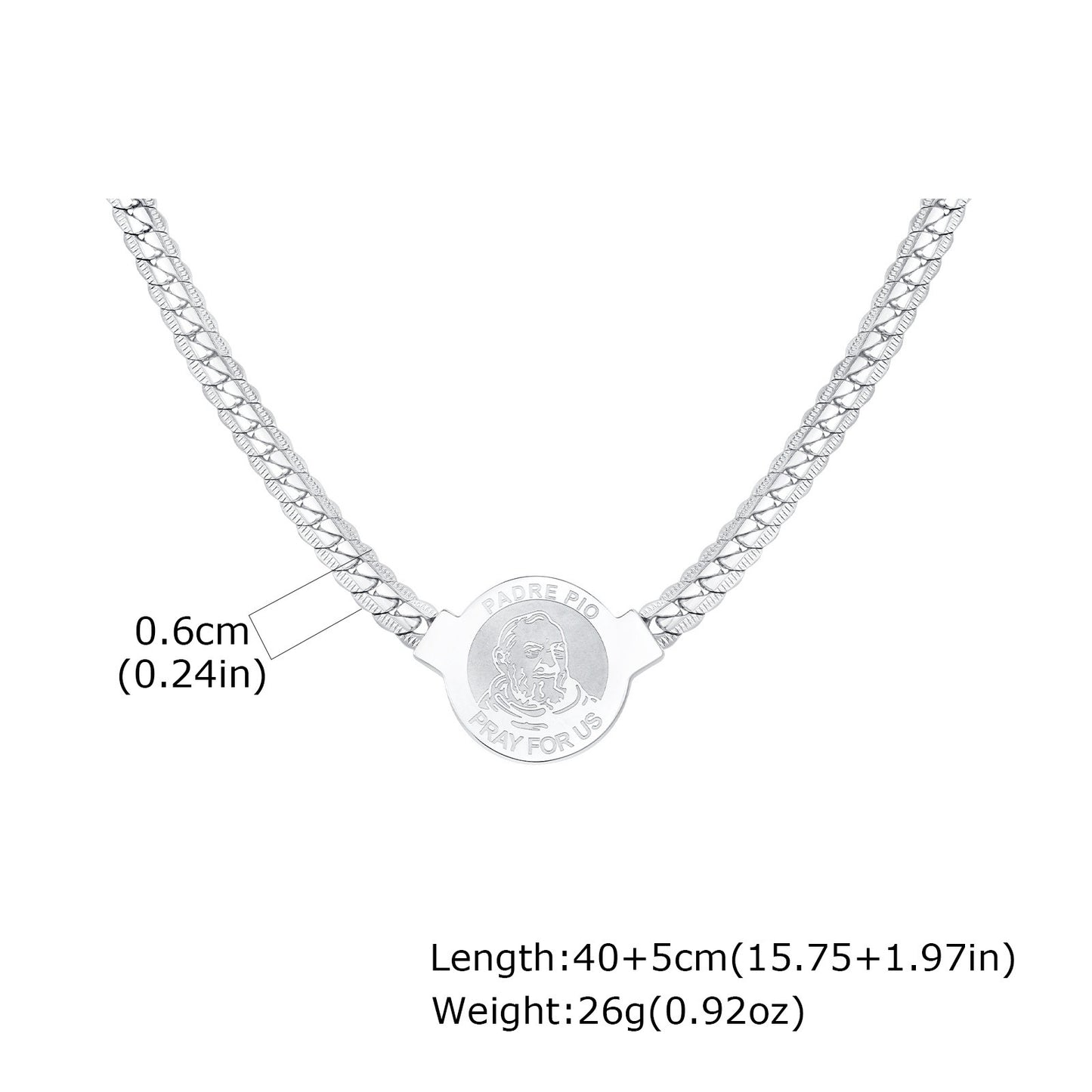 Kemston Stainless Steel Wheat Chain Medallion Necklace for Men NC-2264