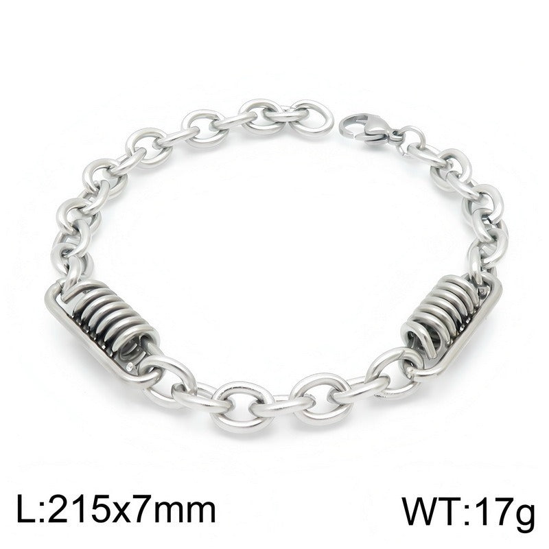 Kemstone Titanium Steel Coil Curb Chain Bracelet for Men KB146635-KLHQ