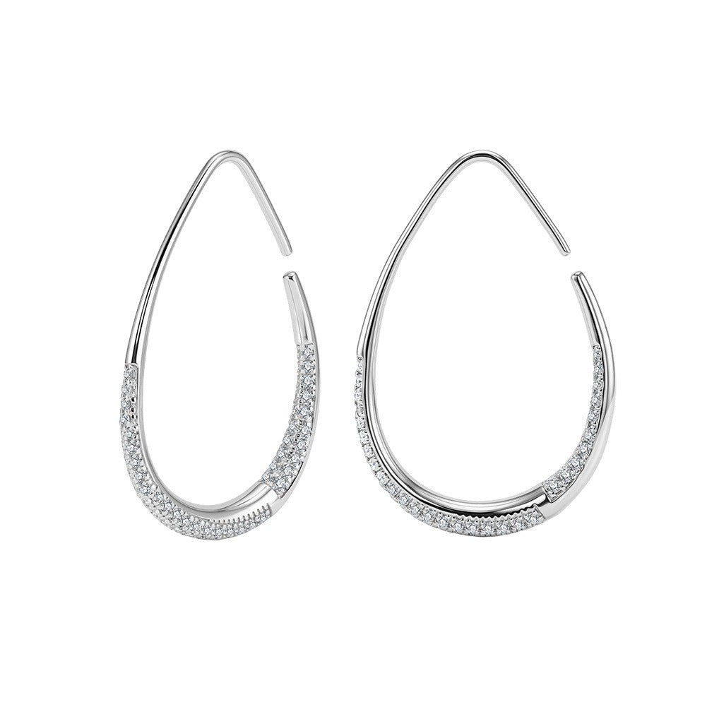 Kemstone Oval Hoop Moissanite Earrings for Women 925 Sterling Silver SMOE28
