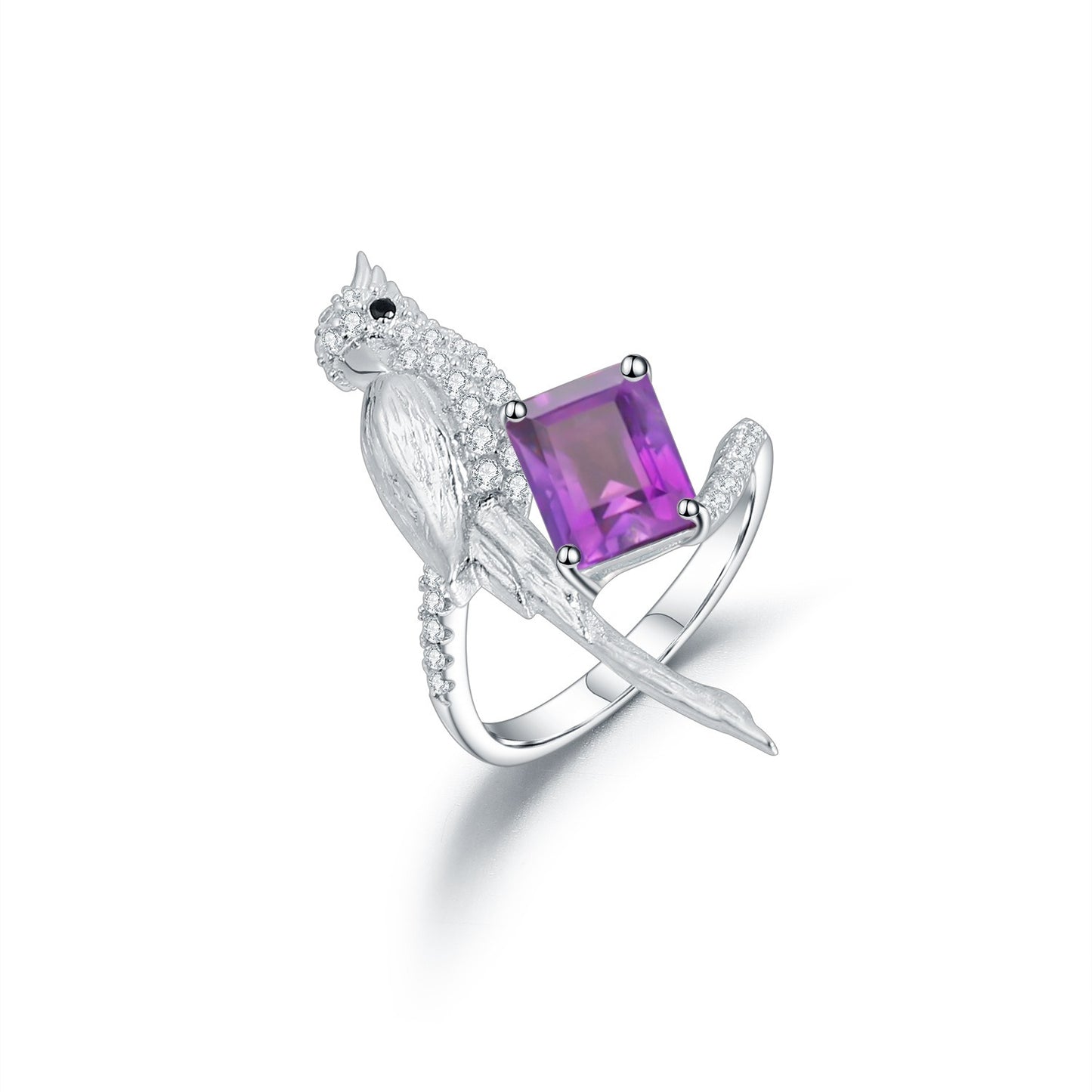 Anillo de plata de ley 925 con amatista y topacio azul cielo, diseño original artesanal de Kemstone, K245021R