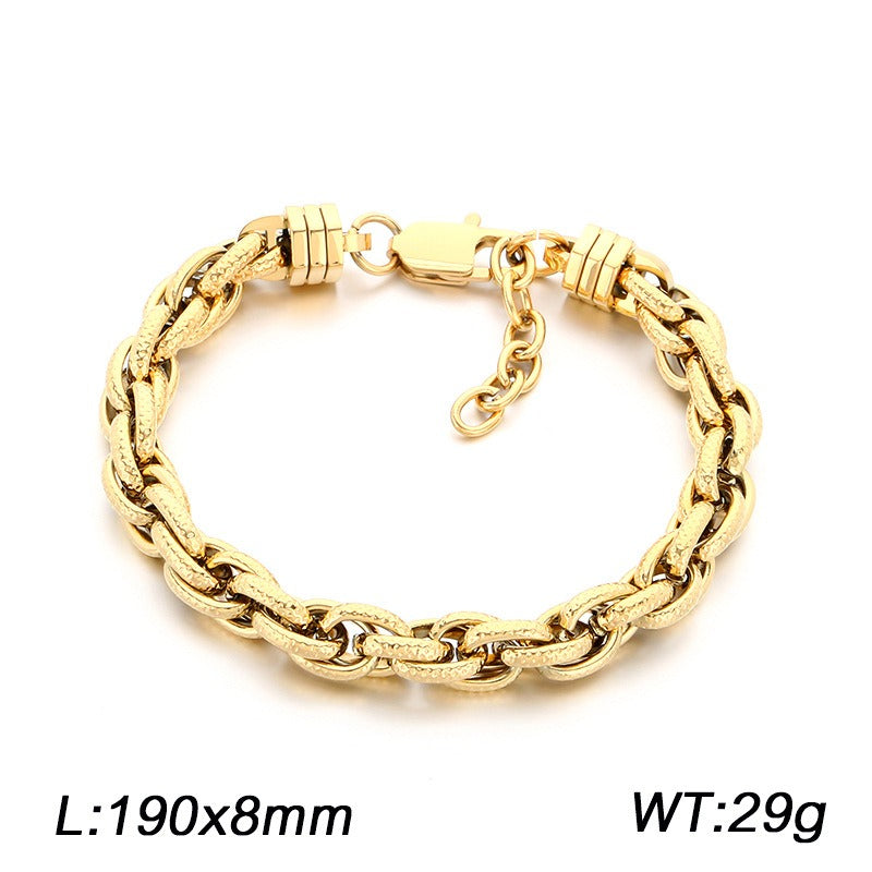 Kemstone Textured Braided Chain Bracelet for Men Titanium Steel Twisted Link KB214674-KFC