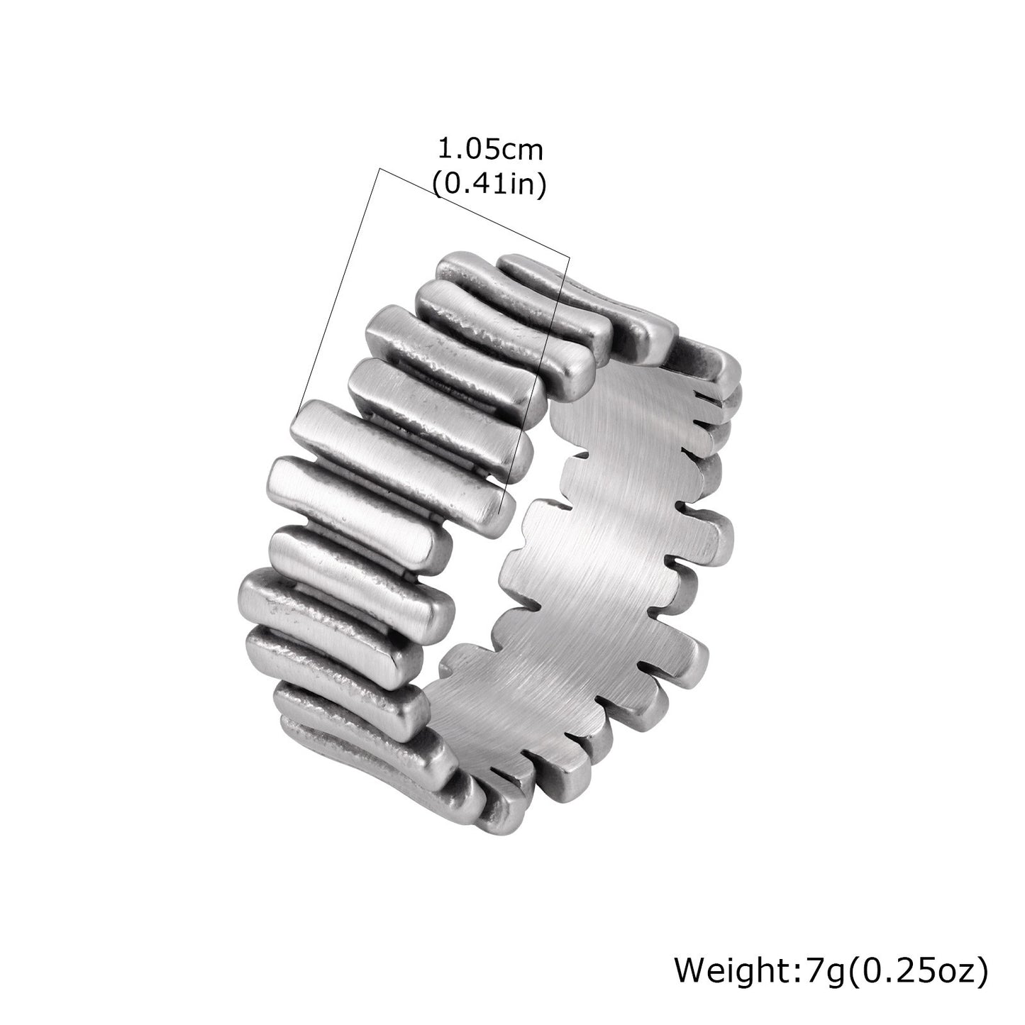 Kemstone Stainless Steel Ribbed Ring for Men Structured Band RC-1147S