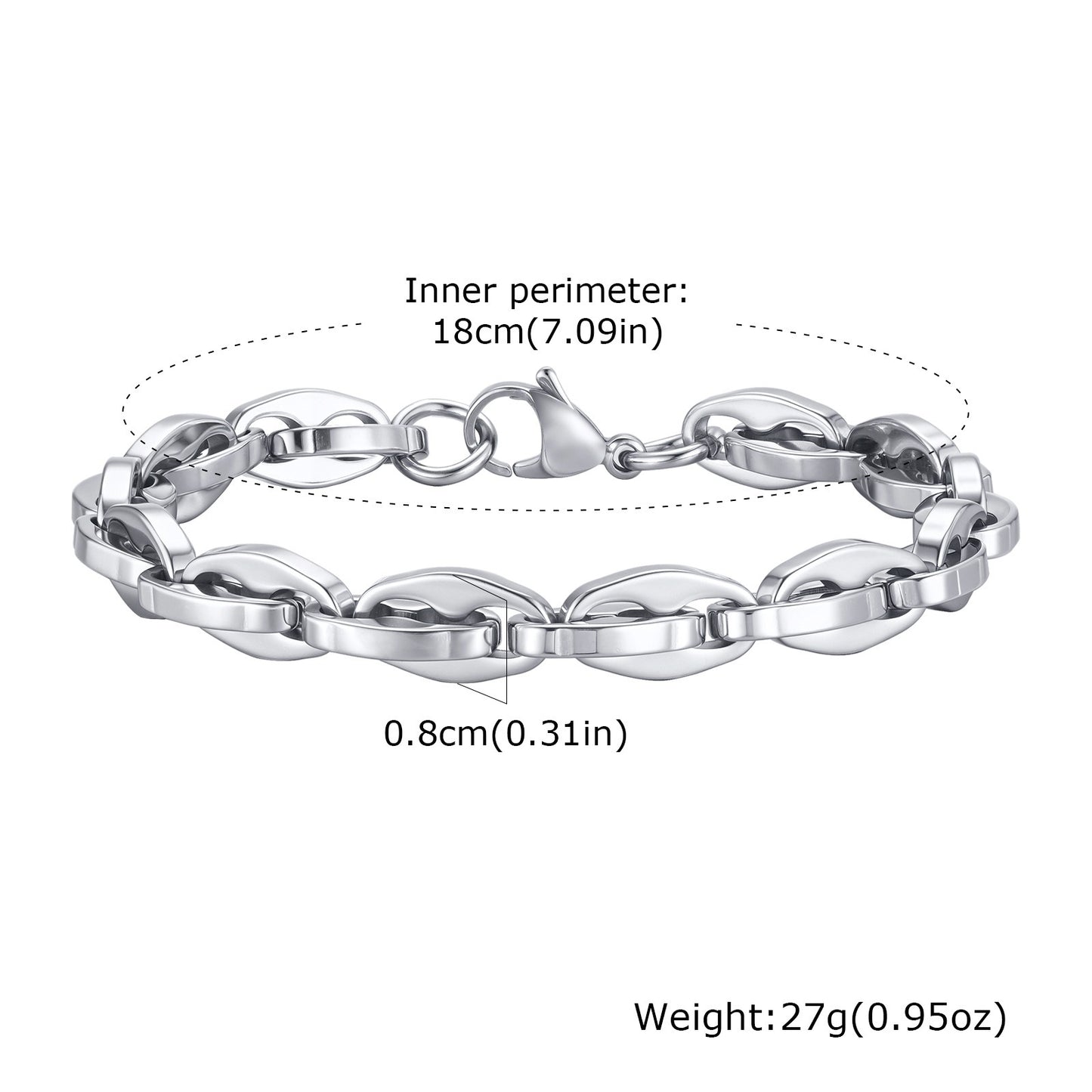 Kemstone Stainless Steel Handmade Chain Bracelet for Men BR-2397