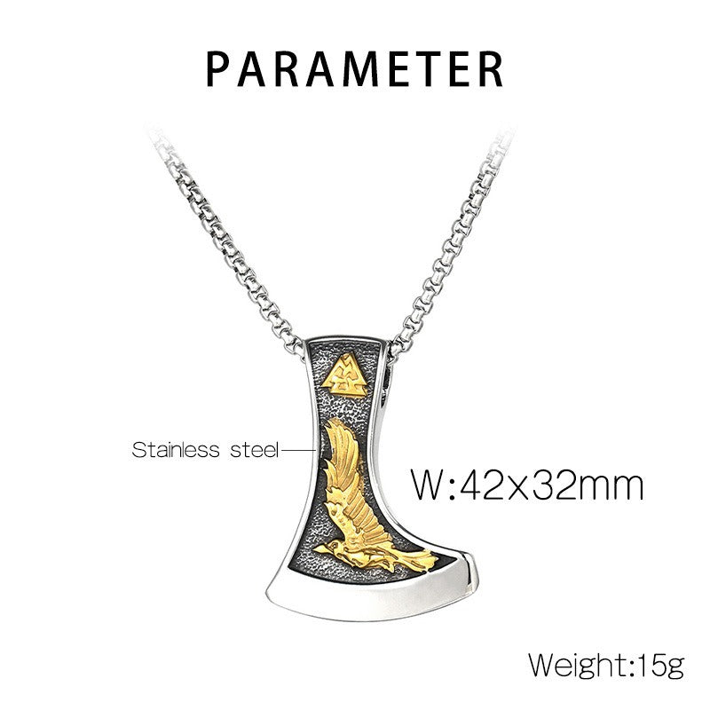 Kemstone Titanium Steel Viking Axe Pendant Necklace for Men KP130625-TLX