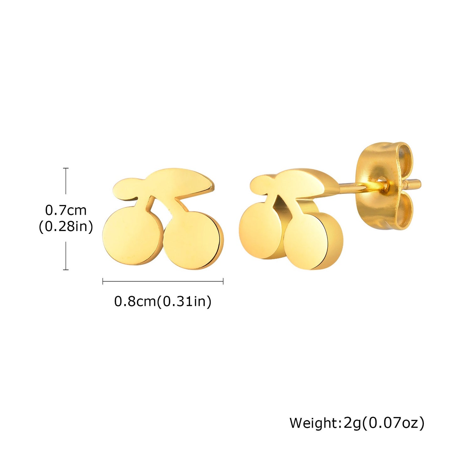 Pendientes de acero inoxidable color cereza dorado: joyas minimalistas y elegantes para lucir radiante a diario ES-612