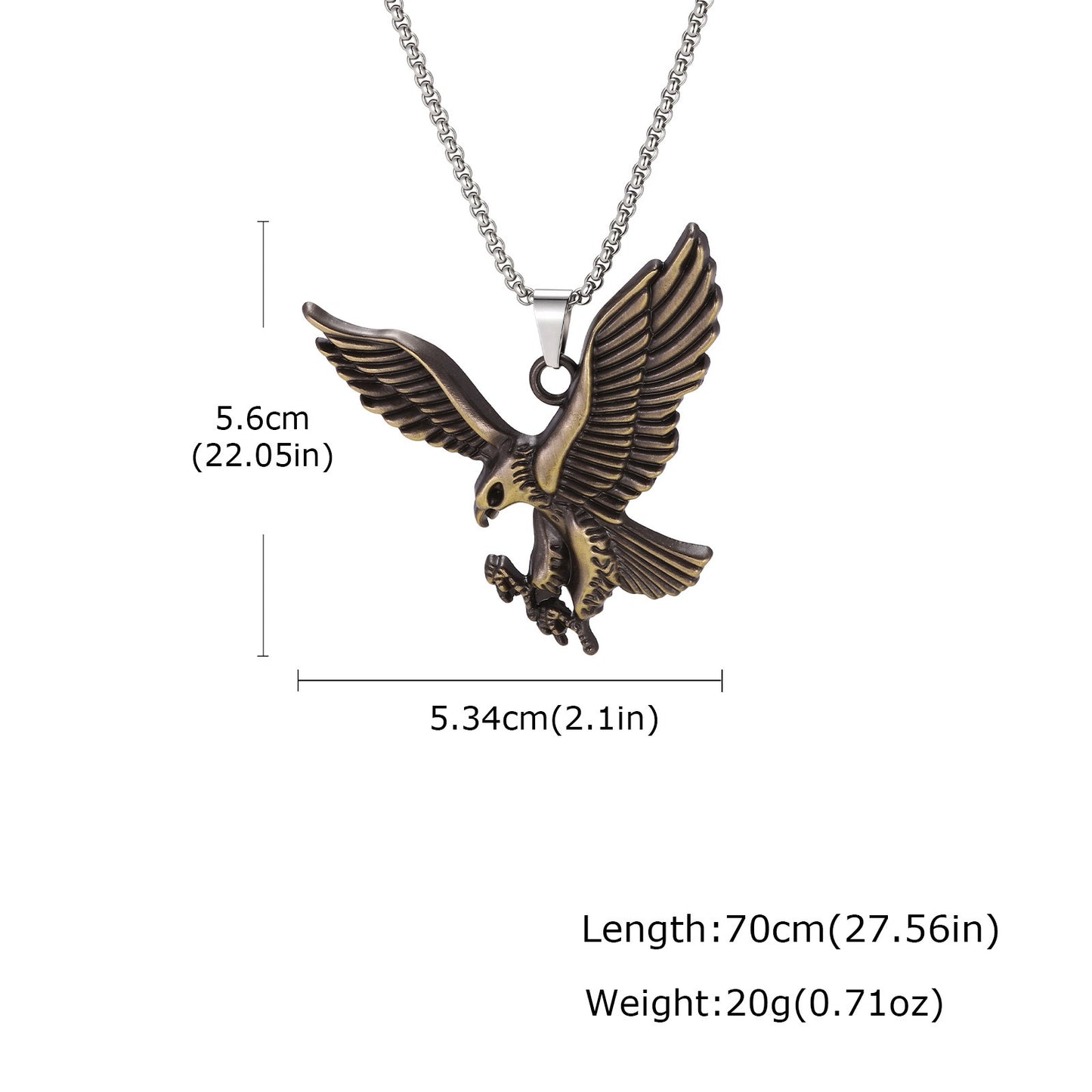 Kemston Alloy Eagle Pendant Necklace for Men Vintage Hip Hop Bird Symbol NC-3001