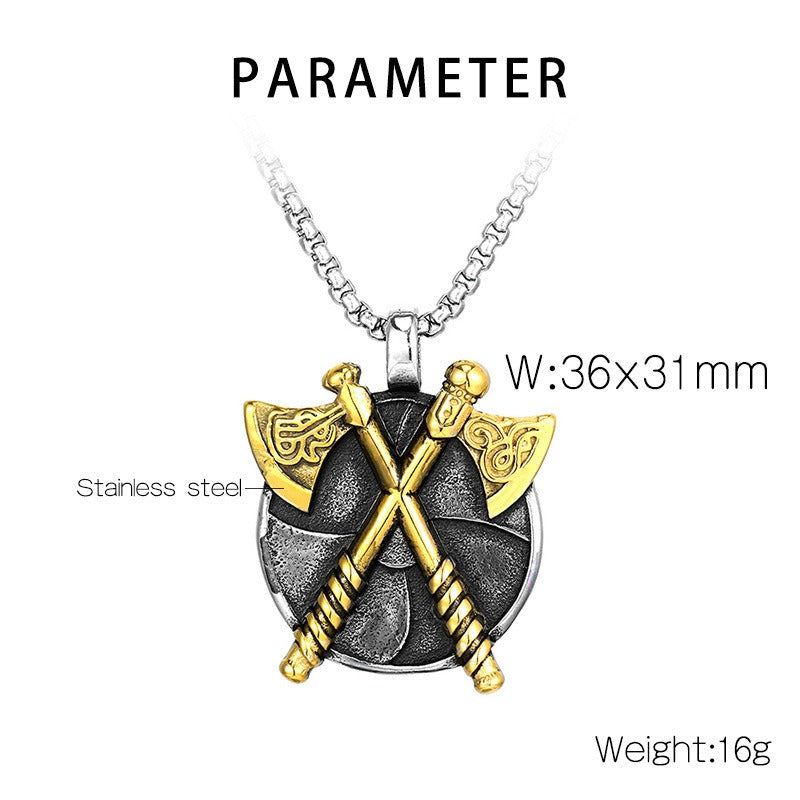Kemstone Men’s Titanium Steel Viking Double Axe Pendant Necklace KP130637