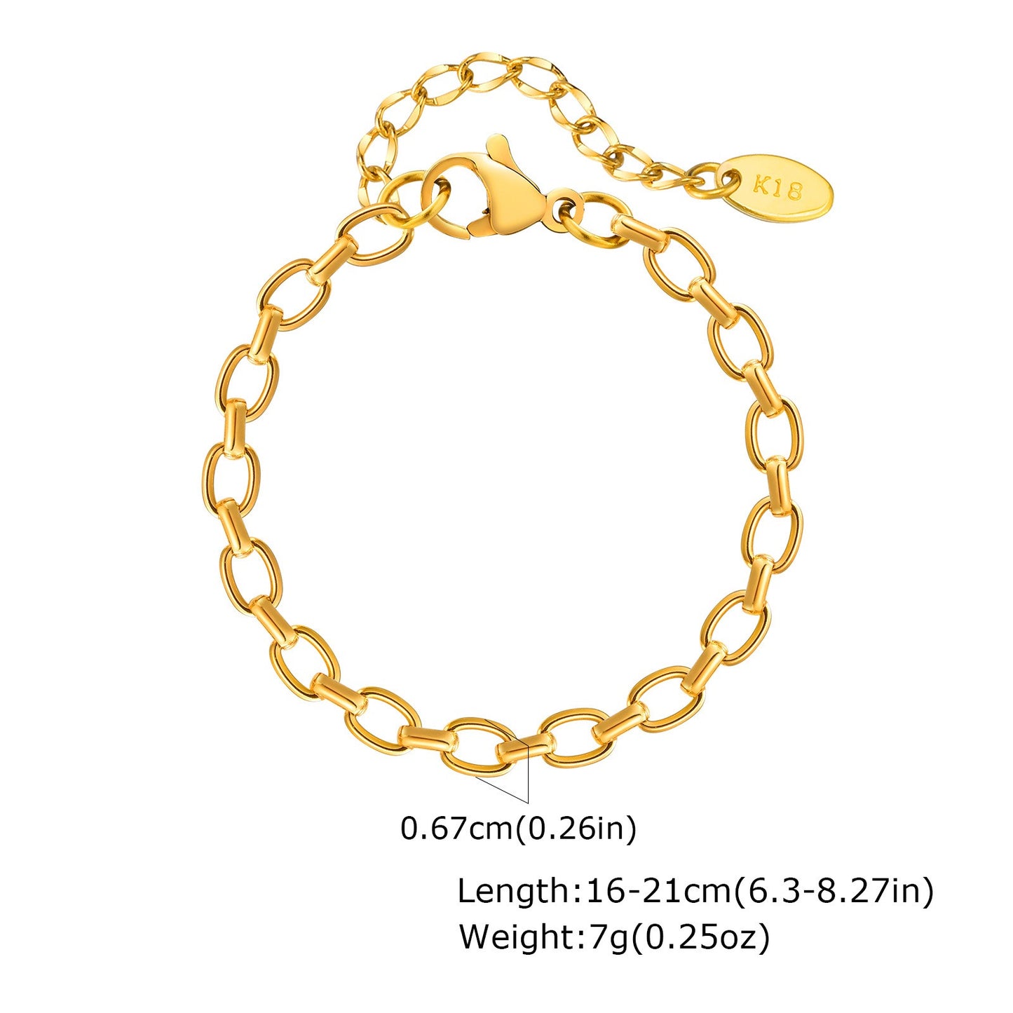Pulsera Kemstone de acero inoxidable con eslabones, hecha a mano y con un diseño geométrico audaz en un vibrante tono dorado para el día a día de la mujer. BR-2343