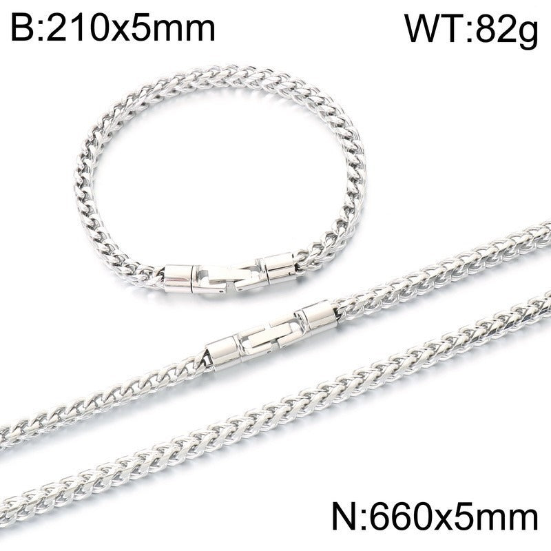 Kemstone Titanium Steel Spinner Chain Necklace Bracelet for Men Rotating Clasp KB213822-KFC